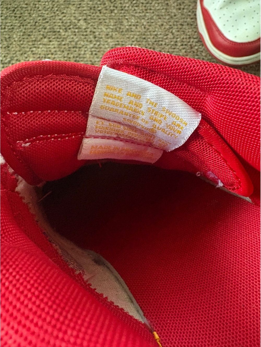 Nike Dunk Low Red and White Sneakers - Picture 6 of 8